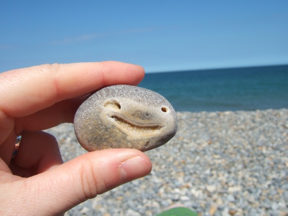A stone with a sparkly smile